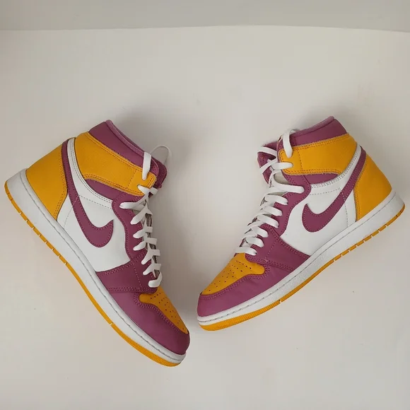 Nike Air Jordan 1 Retro High Og Purple and Yellow Sneakers Men's Size 10.5 - Picture 5 of 16